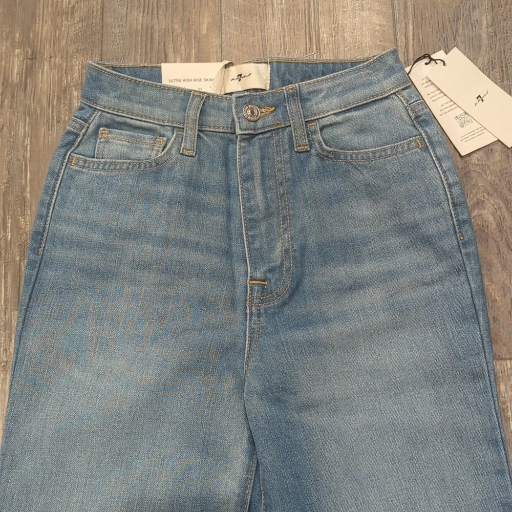 7FAMK Ultra High Rise Skinny Boot jeans 7U413567 color Golden Hour sz23 Tall NWT - Picture 6 of 15